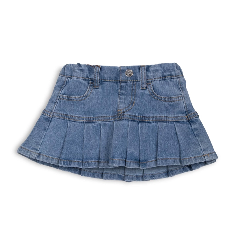 SHORT FALDA BEBE  NIÑA DENIM BOLSILLOS CELESTE PILLIN - 1