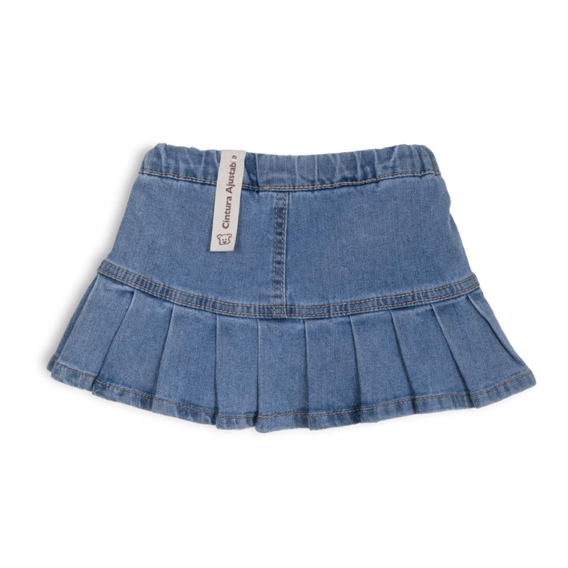 SHORT FALDA BEBE  NIÑA DENIM BOLSILLOS CELESTE PILLIN - 2