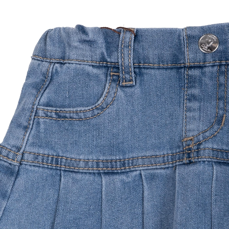 SHORT FALDA BEBE  NIÑA DENIM BOLSILLOS CELESTE PILLIN - 3