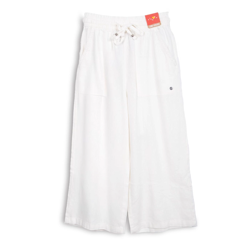PANTALON NIÑA LINO CINTURA ELASTICADA BLANCO PILLIN - 1