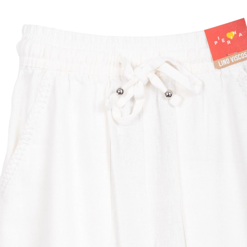 PANTALON NIÑA LINO CINTURA ELASTICADA BLANCO PILLIN - 3