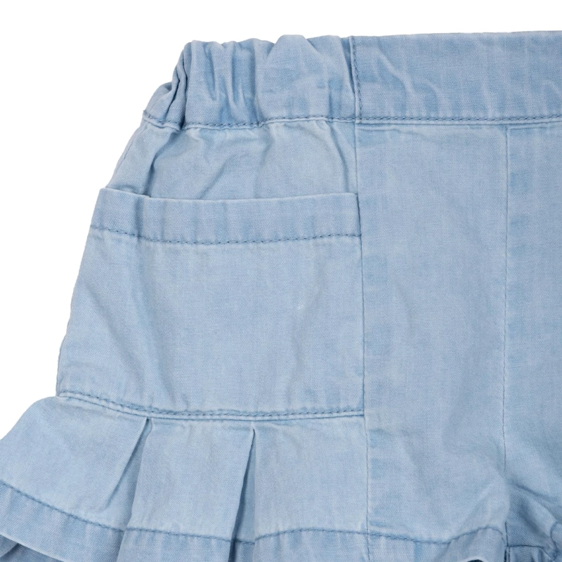 SHORT BEBE  NIÑA BOLSILLOS CINTURA ELASTICADA CELESTE PILLIN - 3