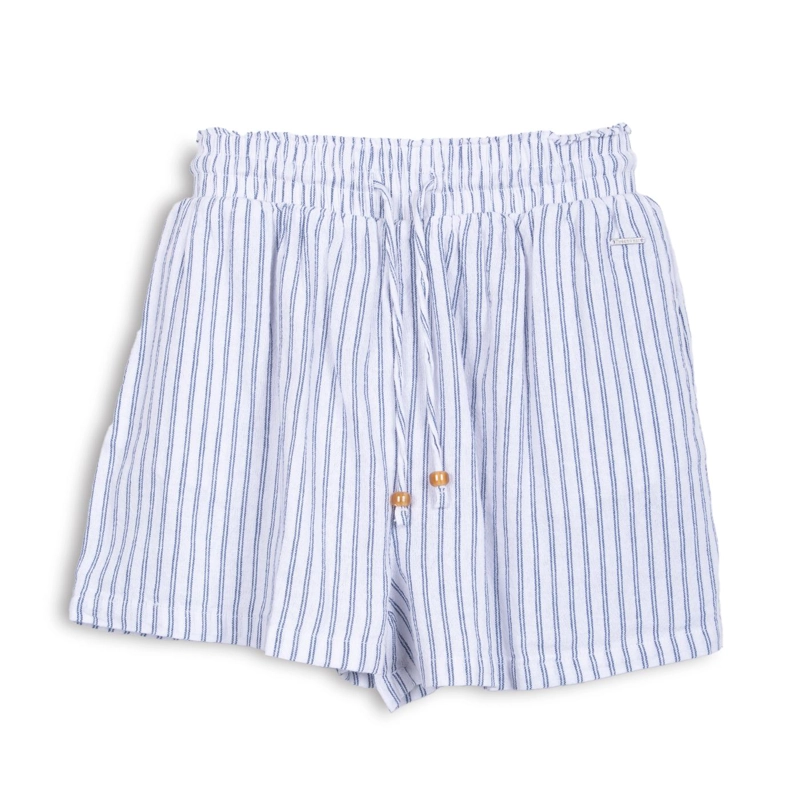 SHORT NIÑA CINTURA ELASTICADA RAYAS AZUL PILLIN - 1