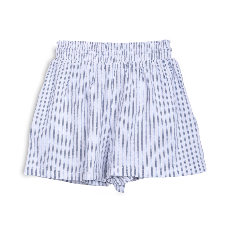 SHORT NIÑA CINTURA ELASTICADA RAYAS AZUL PILLIN - 2