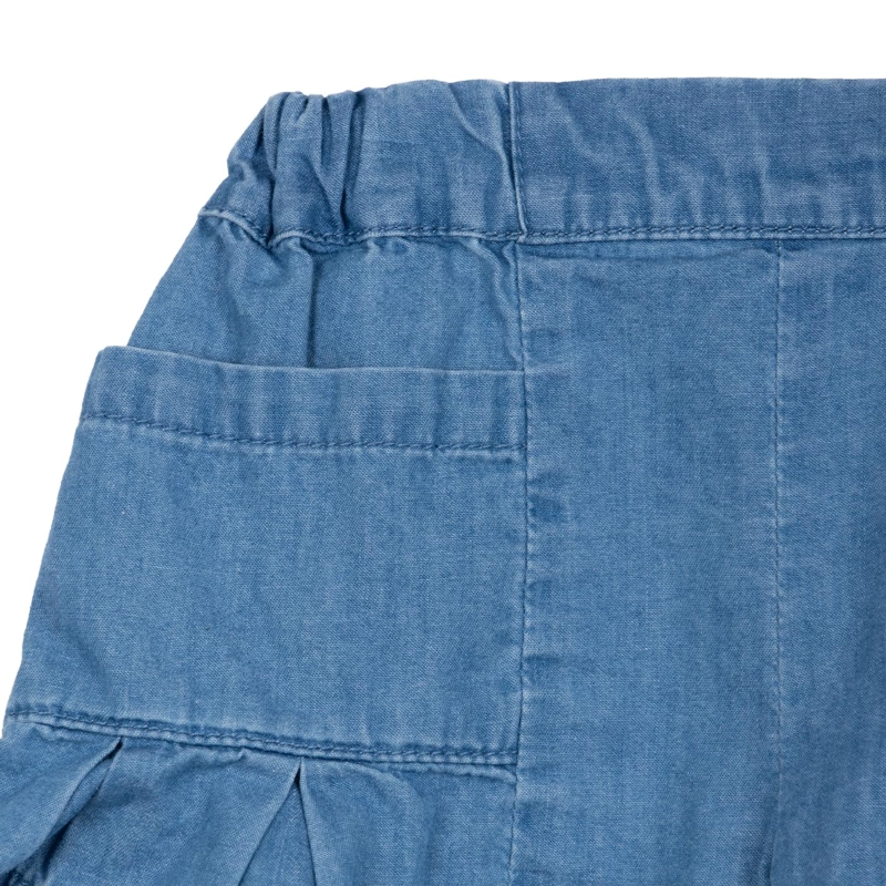 SHORT BEBE  NIÑA BOLSILLOS CINTURA ELASTICADA AZUL PILLIN - 3