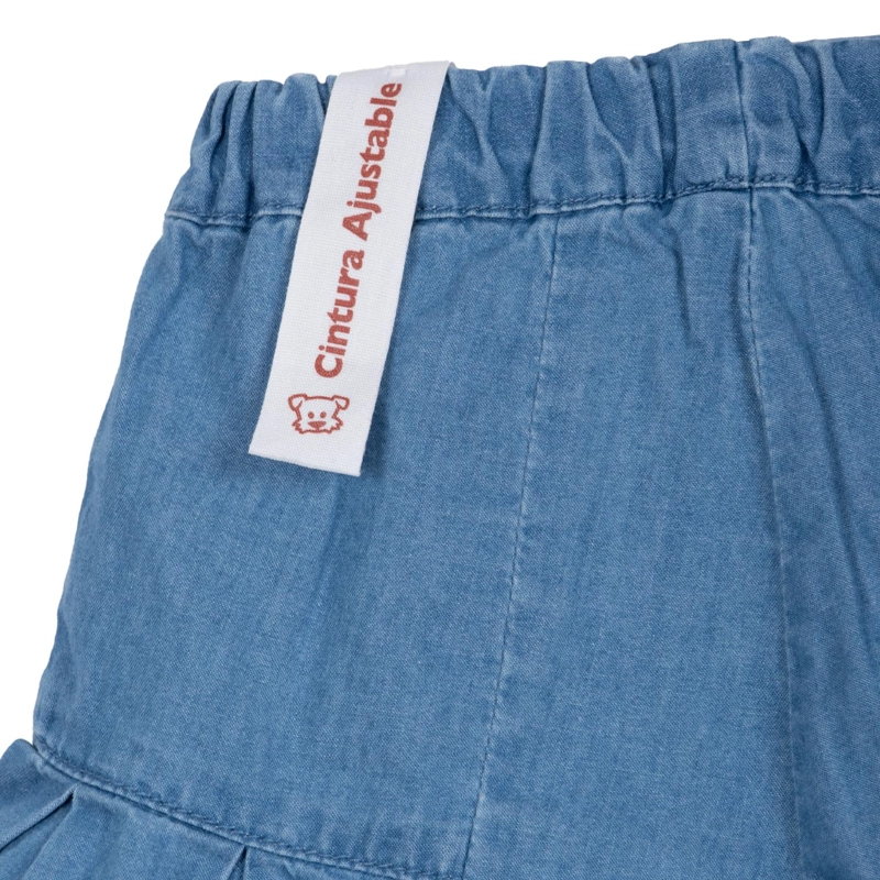 SHORT BEBE  NIÑA BOLSILLOS CINTURA ELASTICADA AZUL PILLIN - 4
