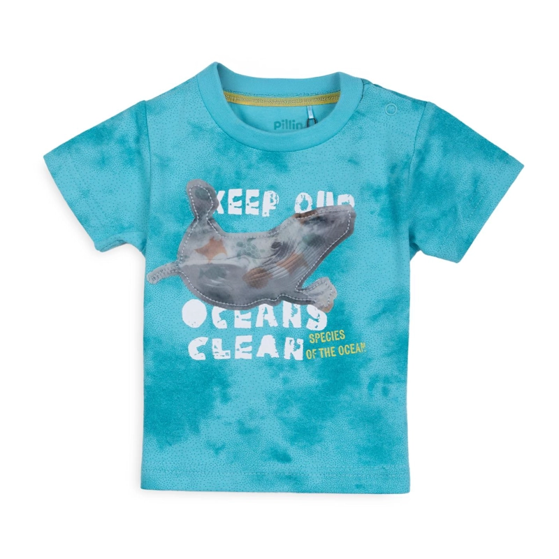 POLERA BEBE NIÑO MANGA CORTA ESTAMPADO BALLENA CALIPSO PILLIN - 1