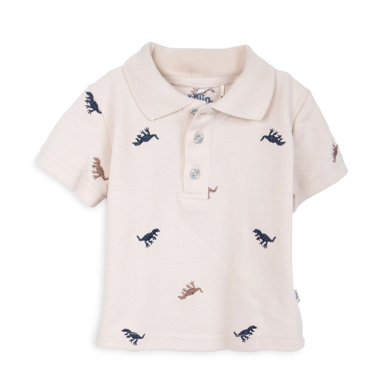 POLERA BEBE  NIÑO CUELLO PIQUE  BORDADO DINO ARENA PILLIN - 1
