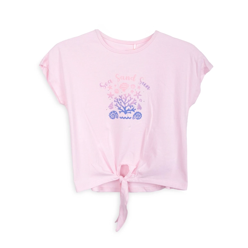 POLERA NIÑA MANGA CORTA CON AMARRA DELANTERA ROSADO PILLIN - 1