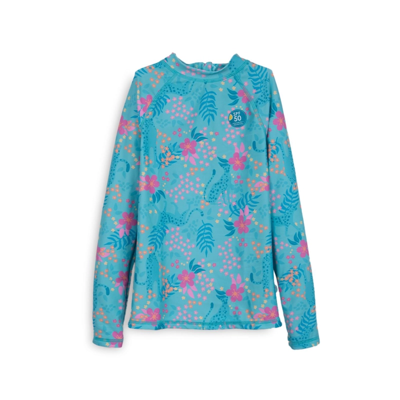POLERA DE BAÑO NIÑA MANGA LARGA PROTECCION UV TURQUESA PILLIN - 1
