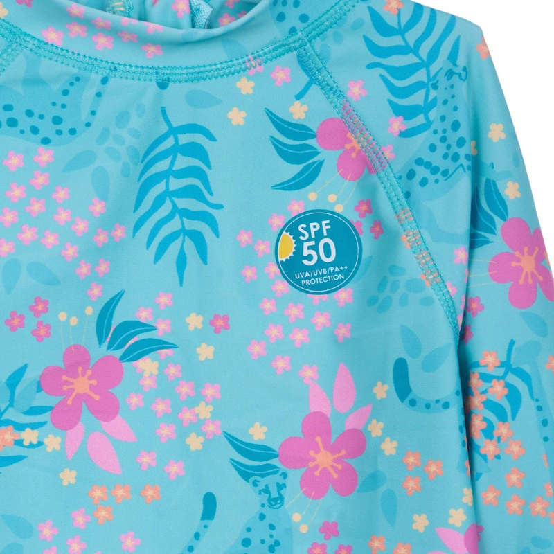 POLERA DE BAÑO NIÑA MANGA LARGA PROTECCION UV TURQUESA PILLIN - 3