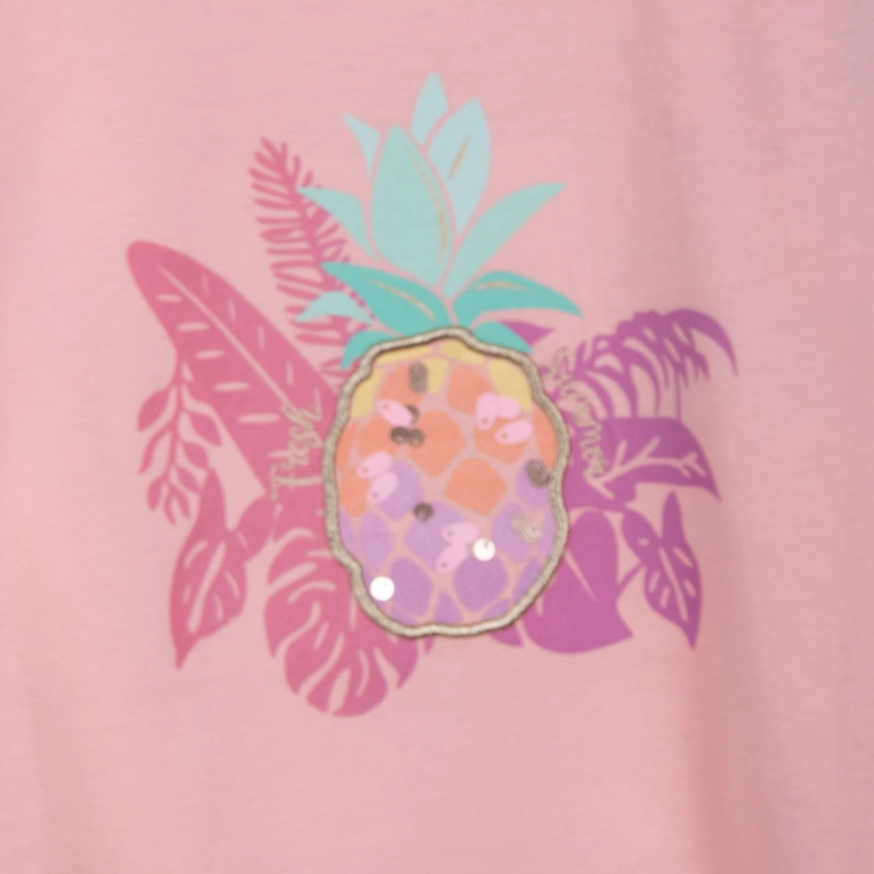 POLERA NIÑA MANGA CORTA ESTAMPADO PIÑA SALMON PILLIN - 3