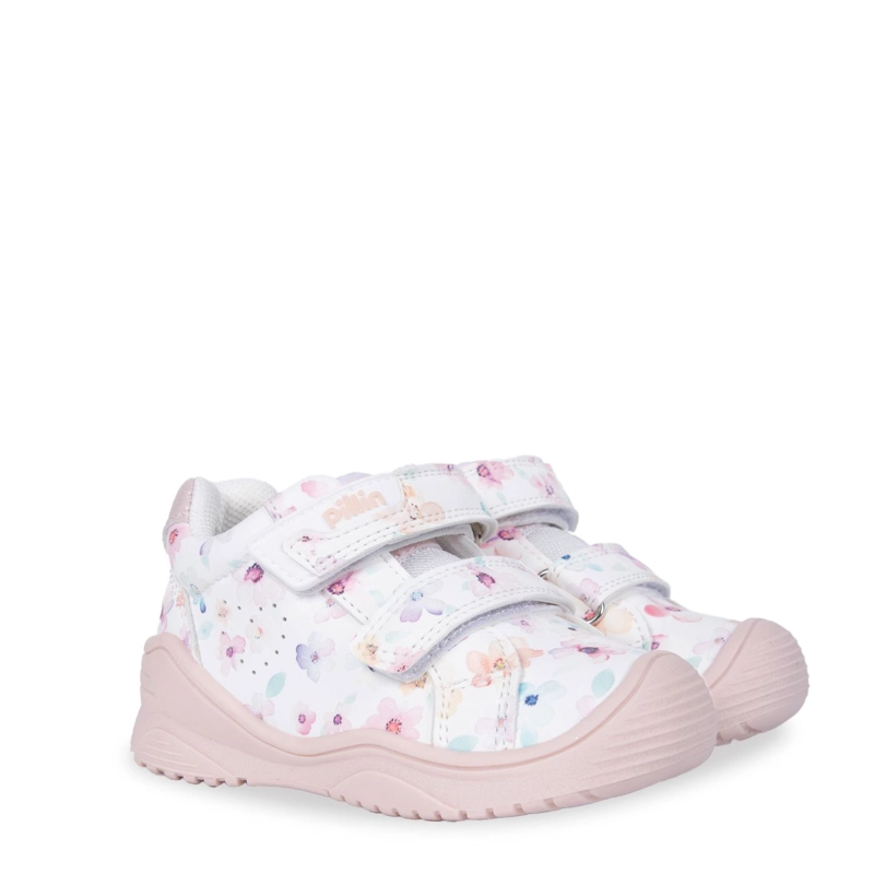 ZAPATILLA BEBE NIÑA DISEÑO MARIPOSAS Y FLORES BLANCO PILLIN - 1