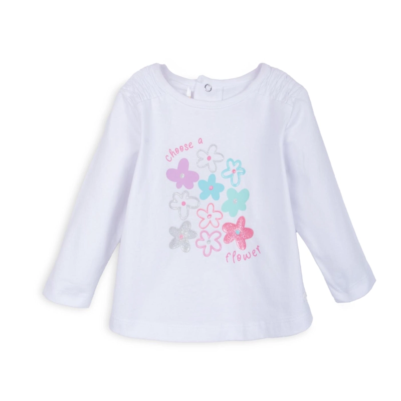 POLERA BEBE NIÑA MANGA LARGA ESTAMPADO FLORES BLANCO PILLIN - 1