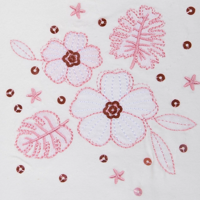 POLERA BEBE NIÑA MANGA CORTA CON VUELOS FLORAL CRUDO PILLIN - 3