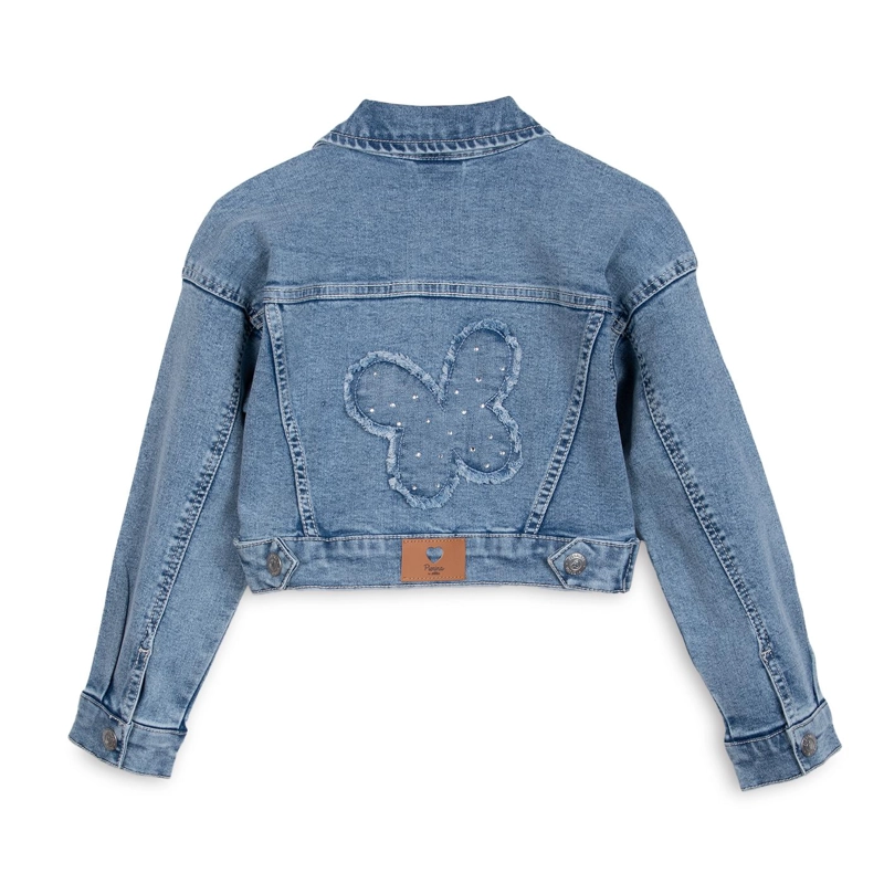 CHAQUETA NIÑA CON BROCHES DISEÑO MARIPOSA DENIM PILLIN - 2