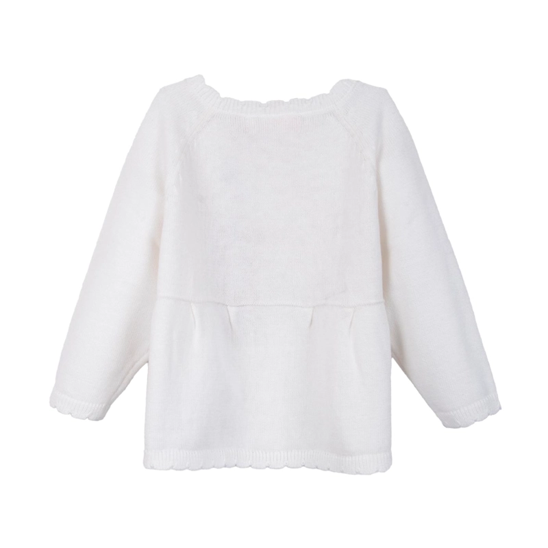 CHALECO BEBE NIÑA BORDADO CEREZAS CON BOTONES BLANCO PILLIN - 1