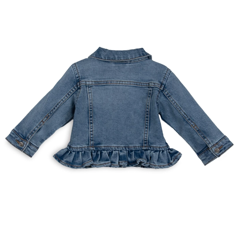 CHAQUETA BEBE NIÑA CON BROCHES Y BORDADO FLORAL DENIM PILLIN - 2