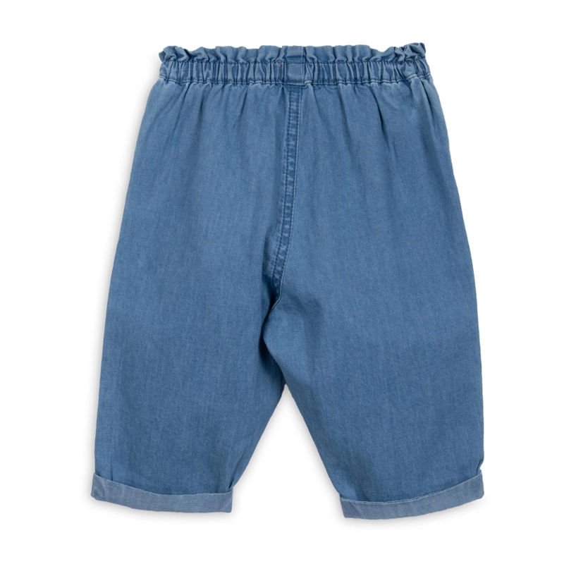 JEANS BEBE NIÑA BAGGY CINTURA ELASTICADA VUELOS AZUL PILLIN - 2