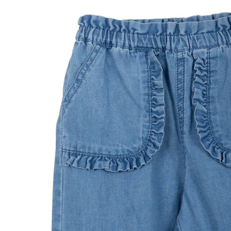 JEANS BEBE NIÑA BAGGY CINTURA ELASTICADA VUELOS AZUL PILLIN - 3