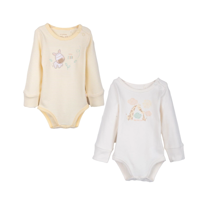 PACK 2 BODY RECIEN NACIDO UNISEX MANGA LARGA AMARILLO PILLIN - 1