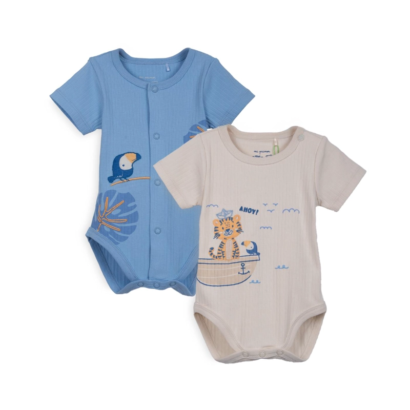 PACK 2 BODY RECIEN NACIDO NIÑO MANGA CORTA SELVA SURTIDO PILLIN - 1