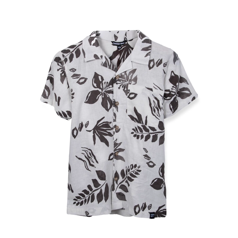 CAMISA NIÑO MANGA CORTA ESTAMPADO TROPICAL BLANCO PILLIN - 1