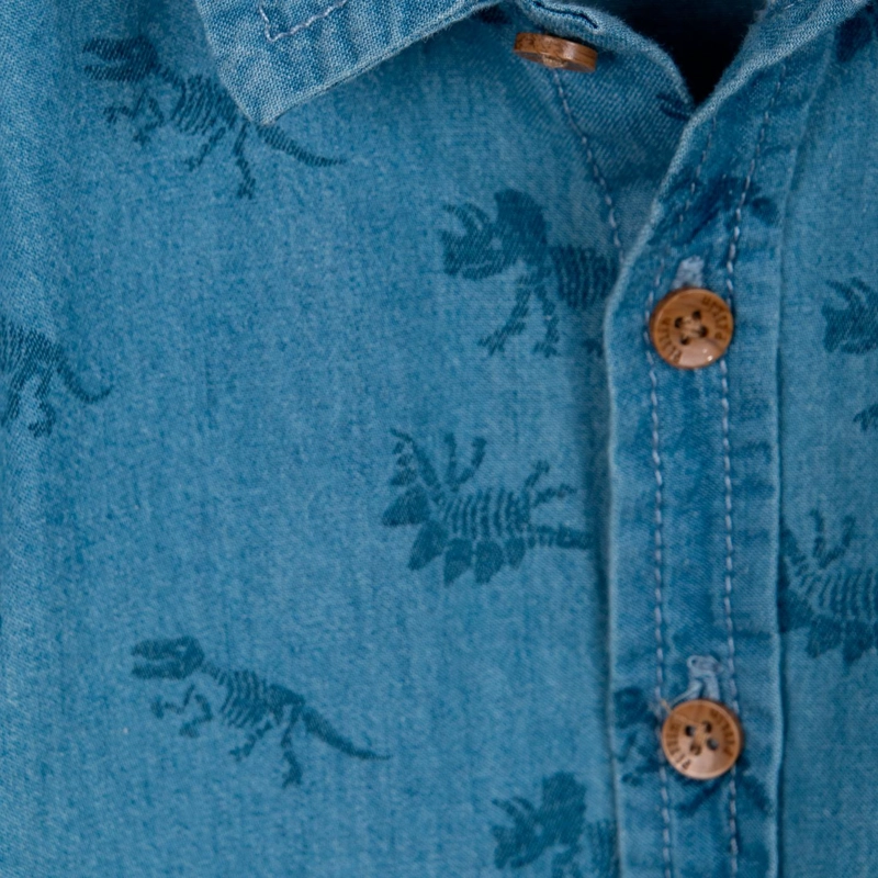 CAMISA BEBE NIÑO MNAGA CORTA ESTAMPADO DINOSAURIOS DENIM PILLIN - 2
