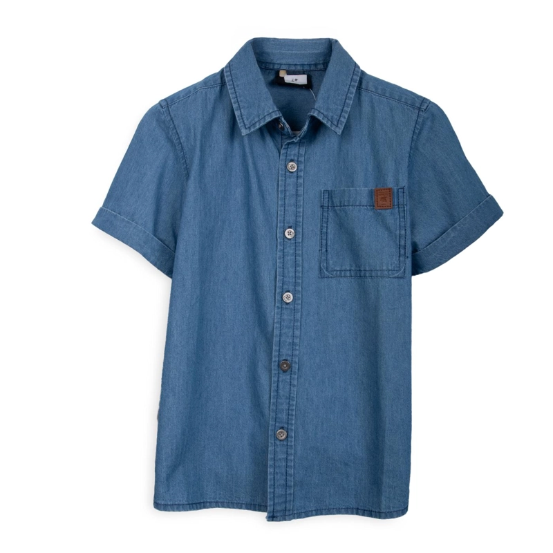 CAMISA NIÑO MANGA CORTA BOLSILLO DELANTERO DENIM PILLIN - 1