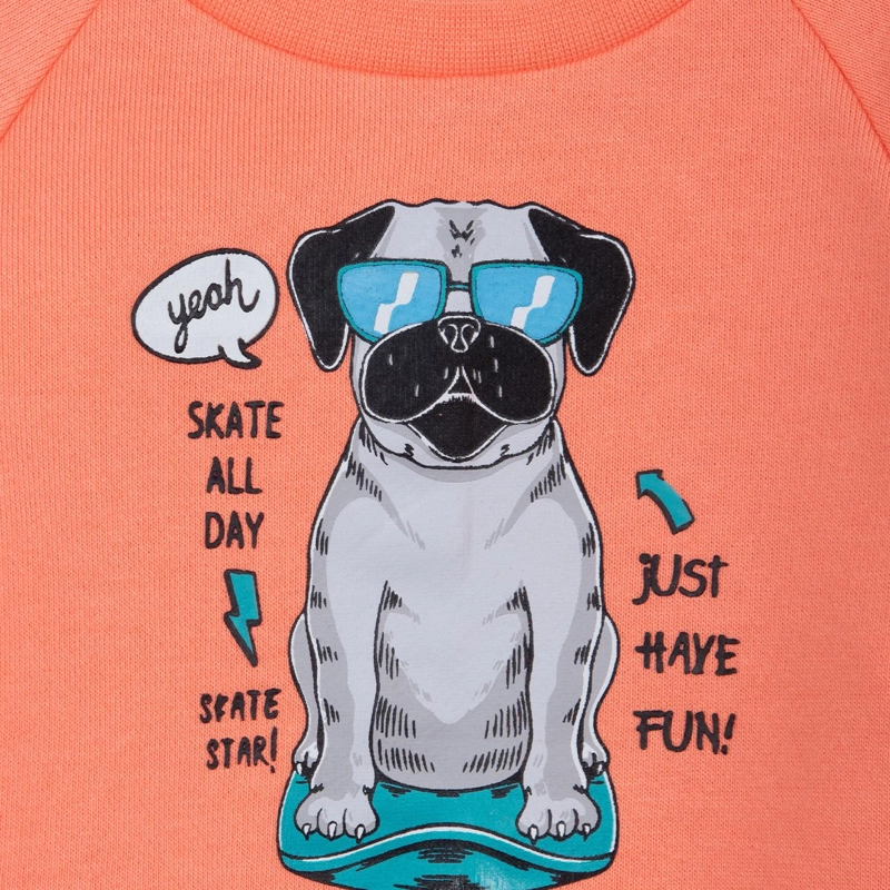 POLERON BEBE NIÑO CUELLO REDONDO ESTAMPADO PERRITO SALMON PILLIN - 3