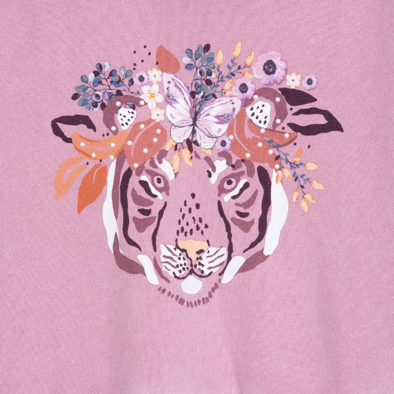 POLERON NIÑA CAPUCHA ESTAMPADO TIGRE ROSADO PILLIN - 3