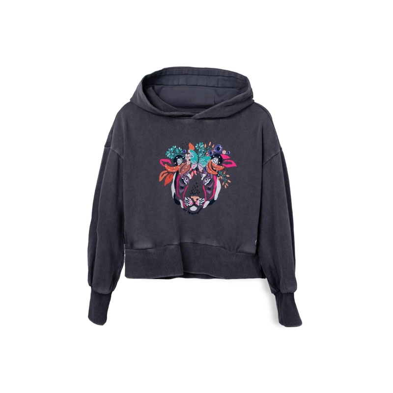 POLERON NIÑA CAPUCHA ESTAMPADO TIGRE MARENGO - 1