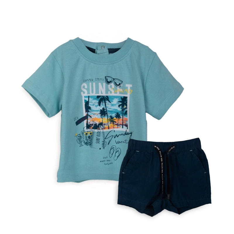 CONJUNTO BEBE NIÑO ESTAMPADO CELESTE PILLIN - 1