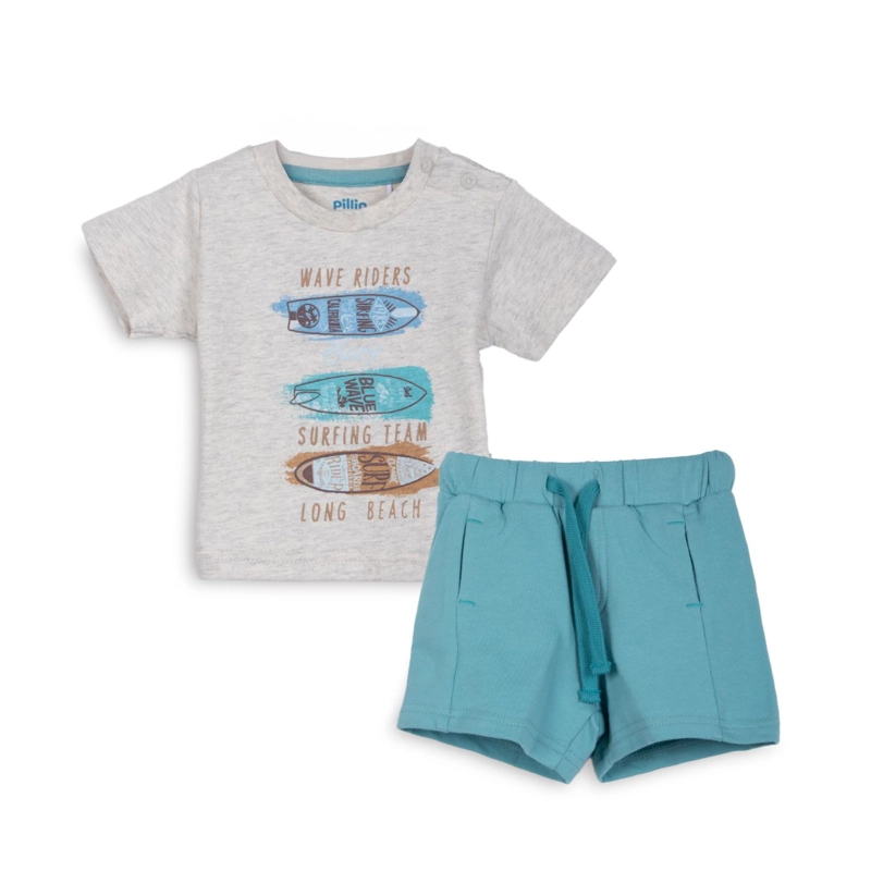 CONJUNTO FRANELA BEBE NIÑO ESTAMPADO MELANGE PILLIN - 1