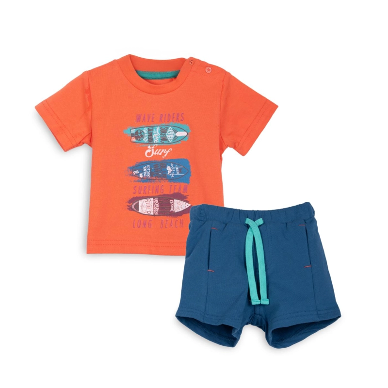CONJUNTO FRANELA BEBE NIÑO ESTAMPADO NARANJO PILLIN - 1
