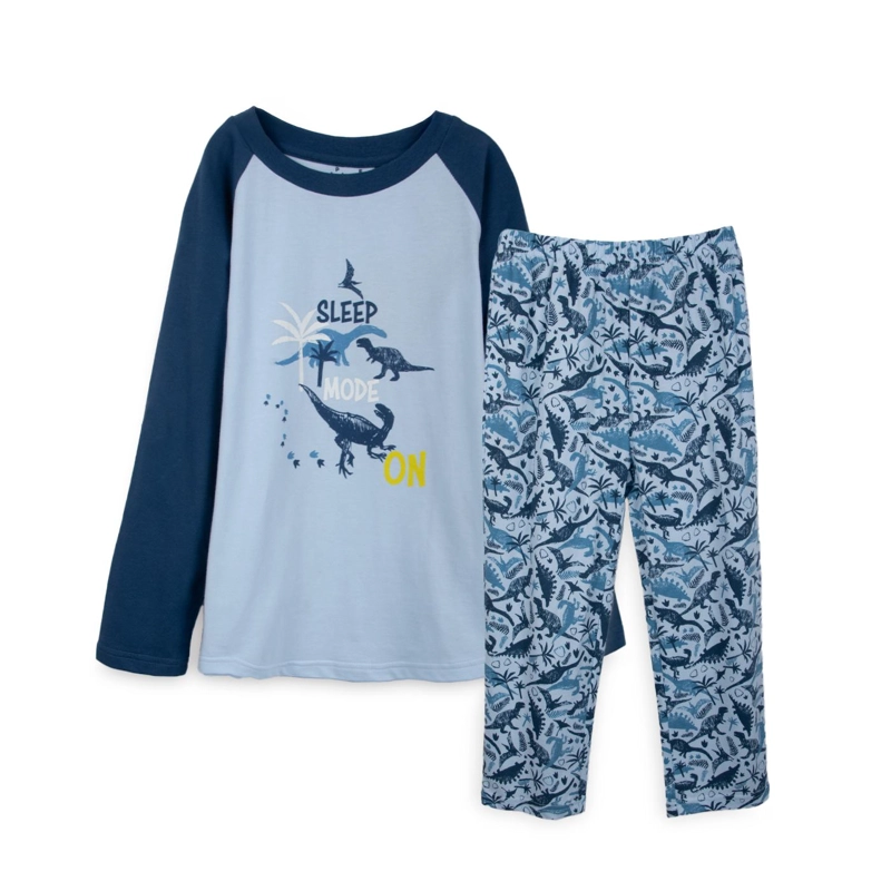 PIJAMA NIÑO MANGA LARGA DINOSAURIO AZUL PILLIN - 1