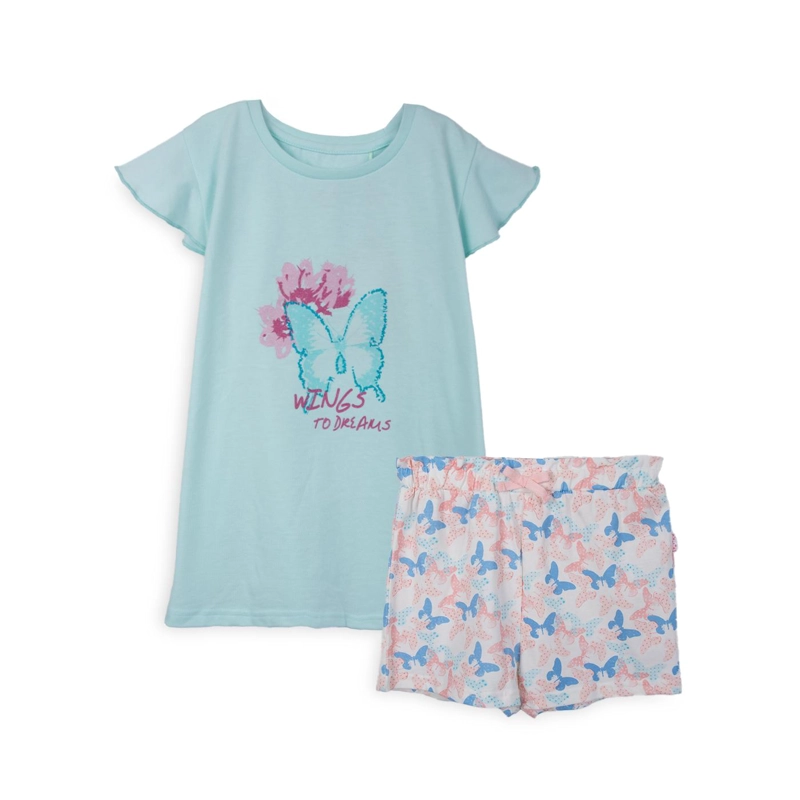 PIJAMA NIÑA MANGA CORTA AQUA PILLIN - 1
