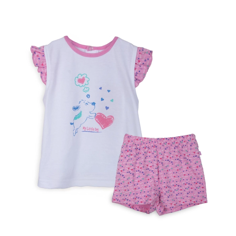 PIJAMA BEBE NIÑA MANGA CORTA ROSADO PILLIN - 1