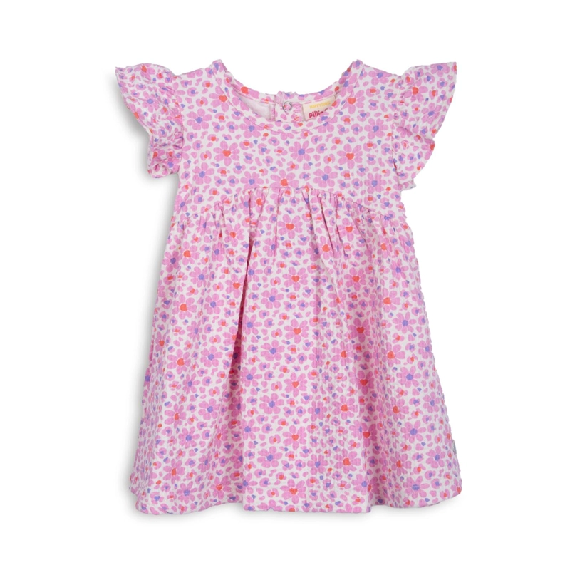 VESTIDO BEBE NIÑA ESTAMPADO CON BROCHES  ROSADO PILLIN - 1