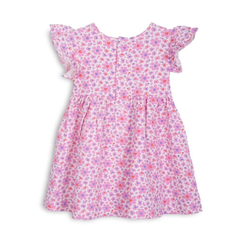 VESTIDO BEBE NIÑA ESTAMPADO CON BROCHES  ROSADO PILLIN - 2
