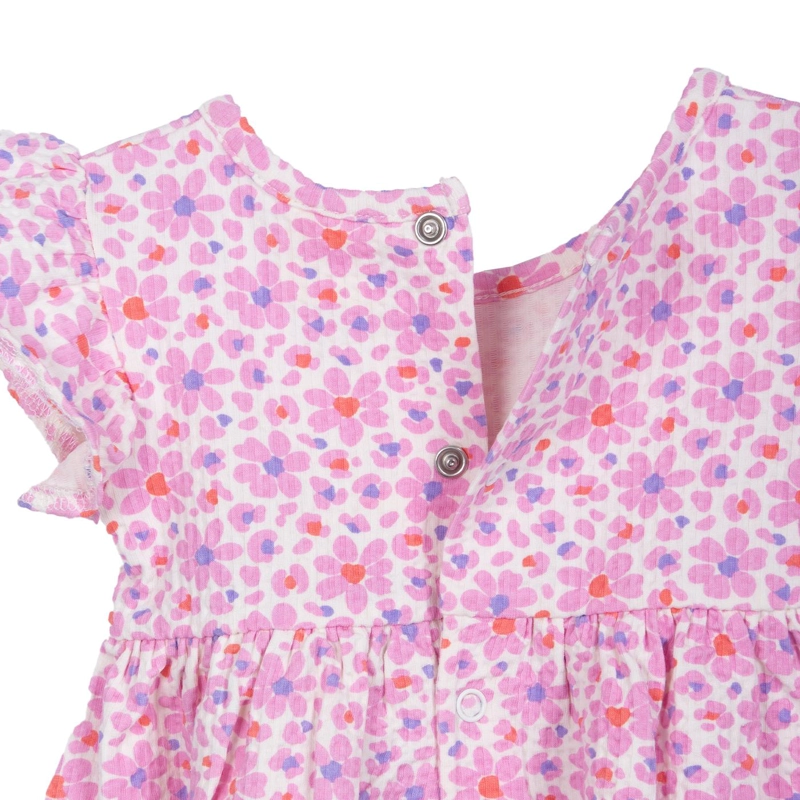 VESTIDO BEBE NIÑA ESTAMPADO CON BROCHES  ROSADO PILLIN - 3
