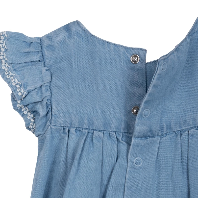 VESTIDO BEBE NIÑA BORDADO CEREZAS DENIM PILLIN - 4