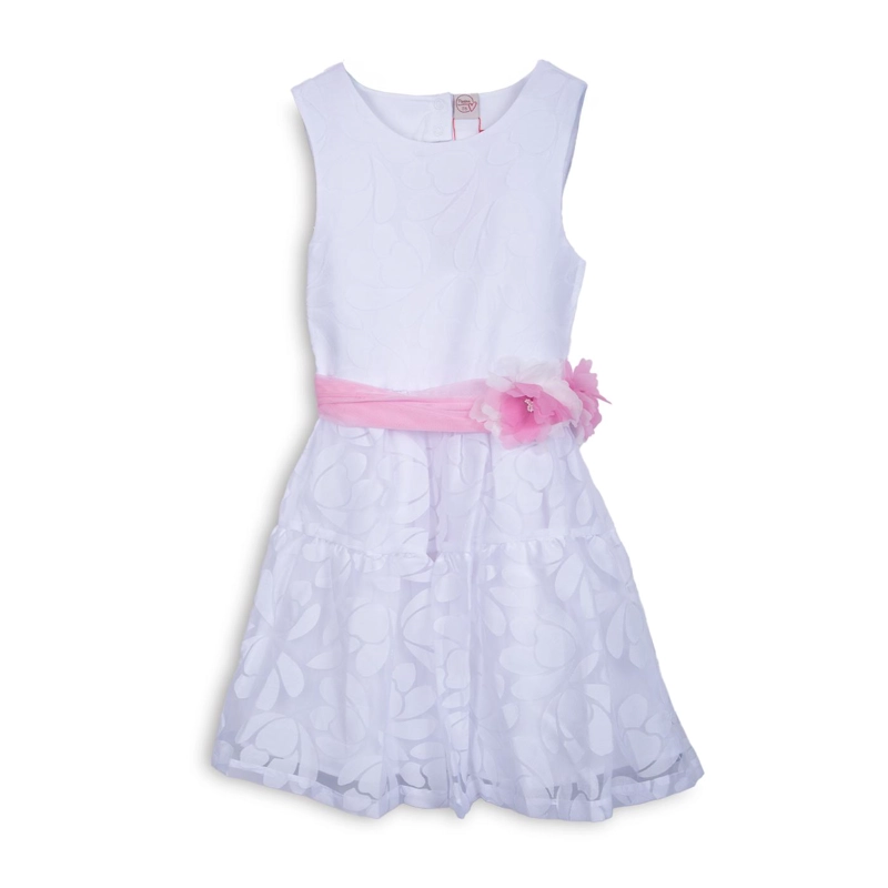 VESTIDO NIÑA TUL DISEÑO FLORAL BLANCO PILLIN - 1