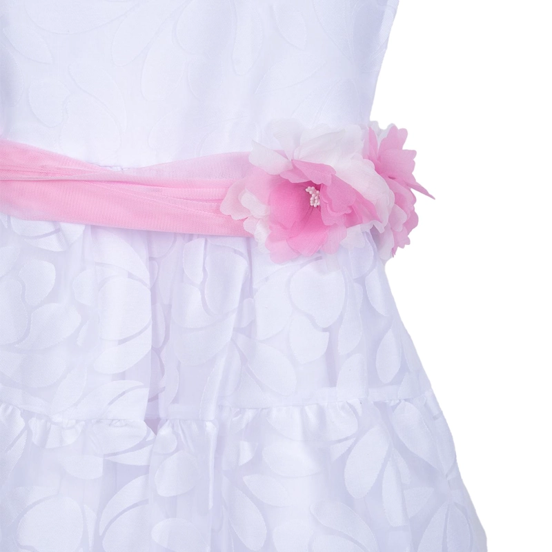 VESTIDO NIÑA TUL DISEÑO FLORAL BLANCO PILLIN - 3