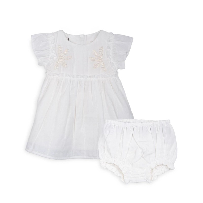 VESTIDO BEBE NIÑA MANGA VUELO MOSTACILLAS CRUDO PILLIN - 1