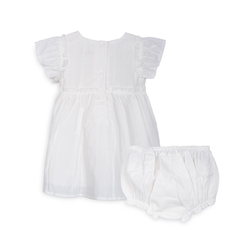 VESTIDO BEBE NIÑA MANGA VUELO MOSTACILLAS CRUDO PILLIN - 2