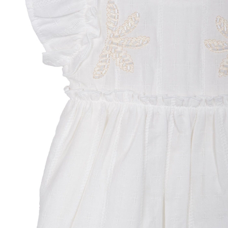VESTIDO BEBE NIÑA MANGA VUELO MOSTACILLAS CRUDO PILLIN - 3