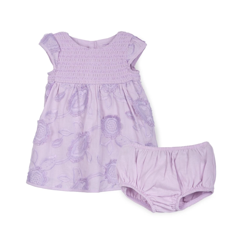 VESTIDO BEBE NIÑA BORDADO FLORAL LAVANDA PILLIN - 1