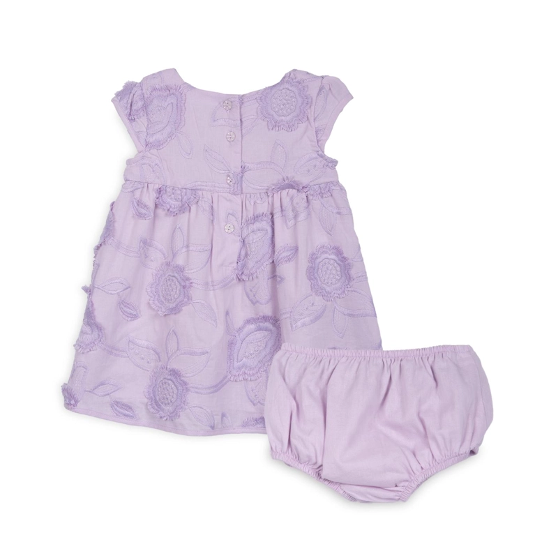 VESTIDO BEBE NIÑA BORDADO FLORAL LAVANDA PILLIN - 2