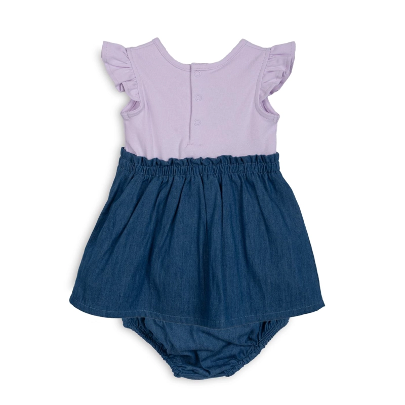 VESTIDO BEBE NIÑA DENIM MARIPOSA CINTURA ELASTICADA CRUDO PILLIN - 2